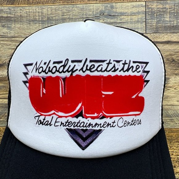 Defunct The Wiz Mens Trucker Hat Black Snapback Electronic Store Retro Logo Cap - Picture 3 of 8